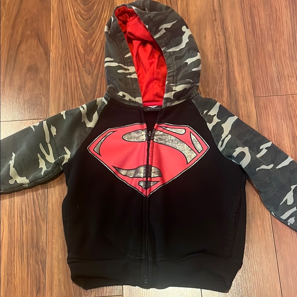 Superman Logo Hoodie with Camouflage Sleeves